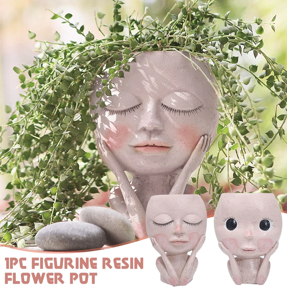 Beautiful Girls Face Head Flower Planter Sculptures Pot Garden Decor For Tabletops Home Ornament DNJ998 | Дом и сад