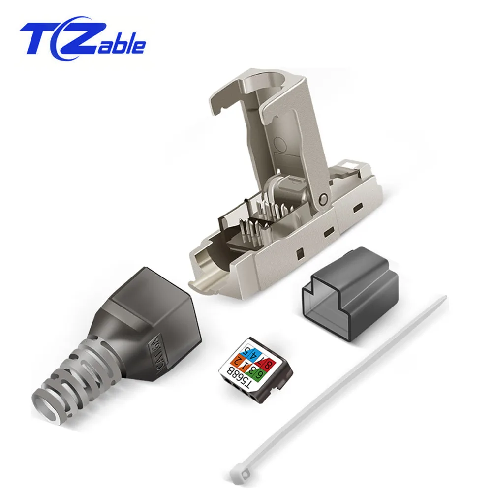 Cat6A RJ45 разъемы 10 Гбит/с экранированный RJ 45 обжимной Ethernet кабель металлический