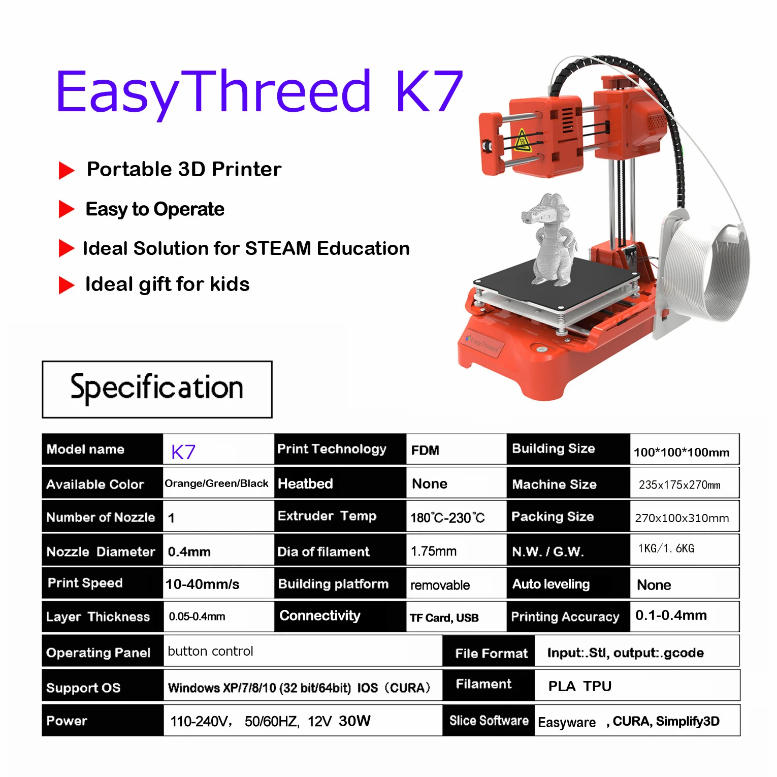 High Precision Mini 3D Printer, X1 Entry-Level 3D Printer DIY Kit - LABISTS