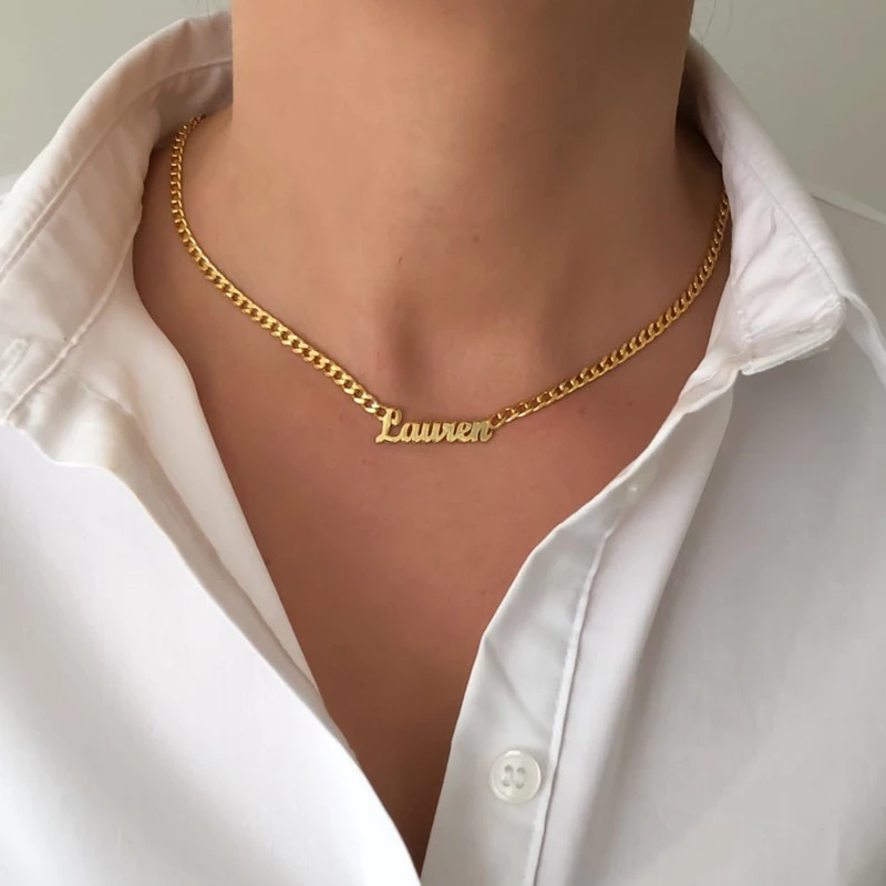 Custom Cuban Chain Name Necklace Letter 