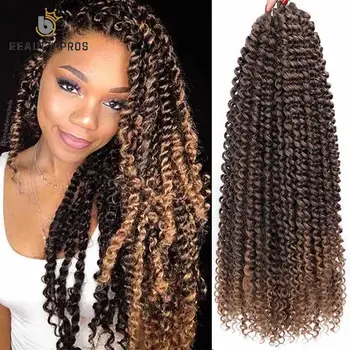 

Ombre Passion Twist Crochet Hair Afro Kinky Curly 18 Inch Long Bohemian Spring Twisted Braid Synthetic Pre Twist Braiding Hair