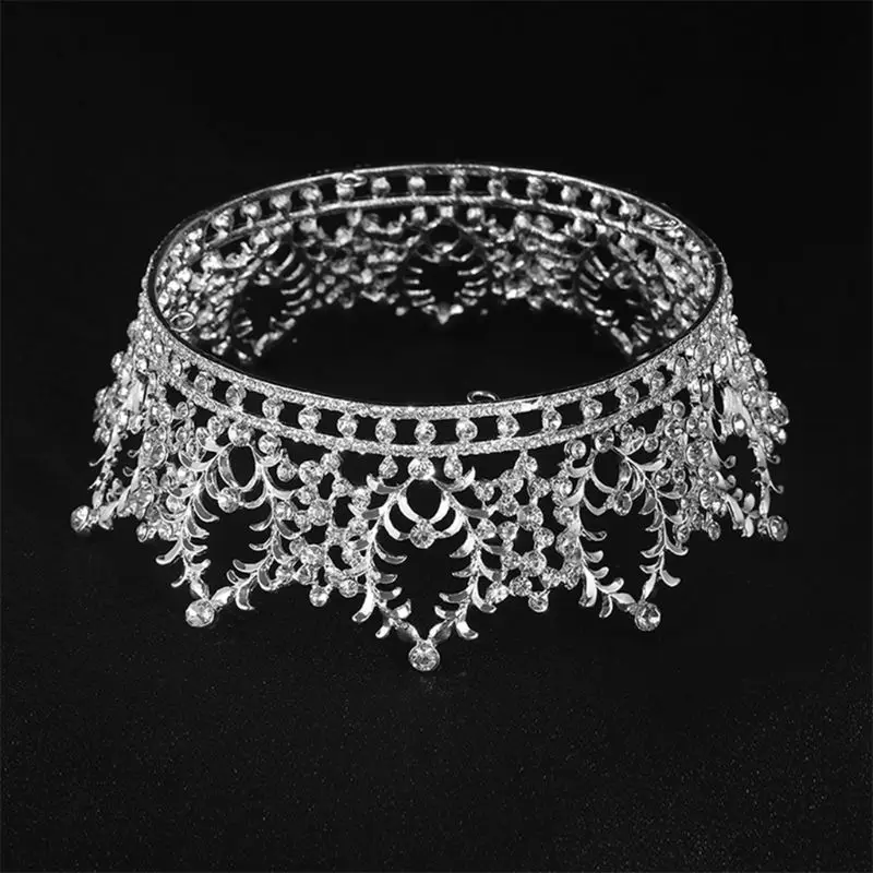 Винтажная с кристаллами хрусталя корона для невесты Bling тиара с боковым гребнем Silve
