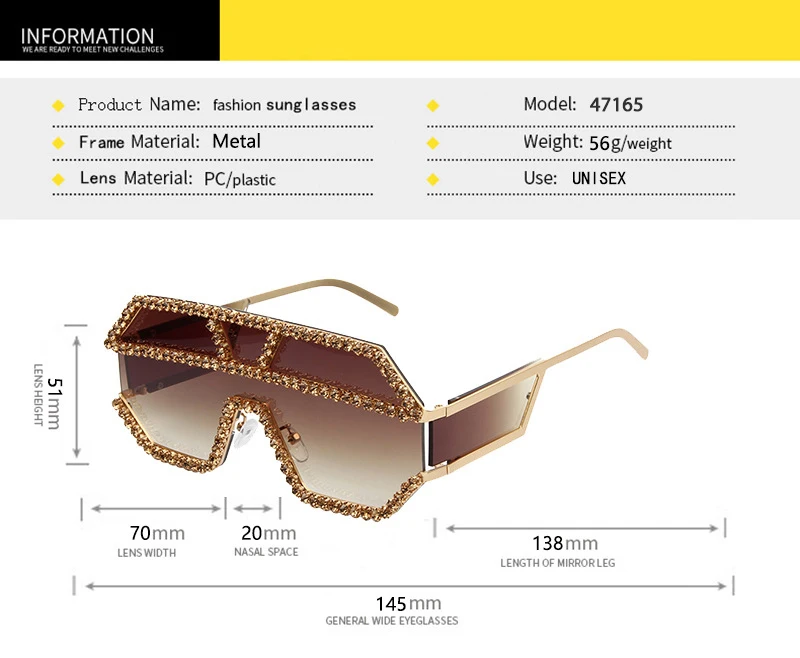 Мода 47165, стразы, негабаритные, одна линза, стразы, солнцезащитные очки для мужчин и женщин, Кристальные, геометрические узоры, солнцезащитные очки, UV400