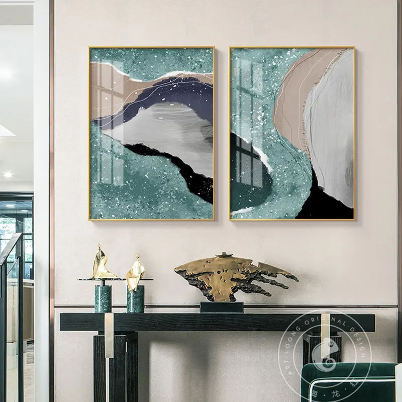 Abstract Poster Wall Pictures for Living Room Color Construction Fantastic Twinkle Blue River Art Canvas Paintings Unframed | Дом и сад