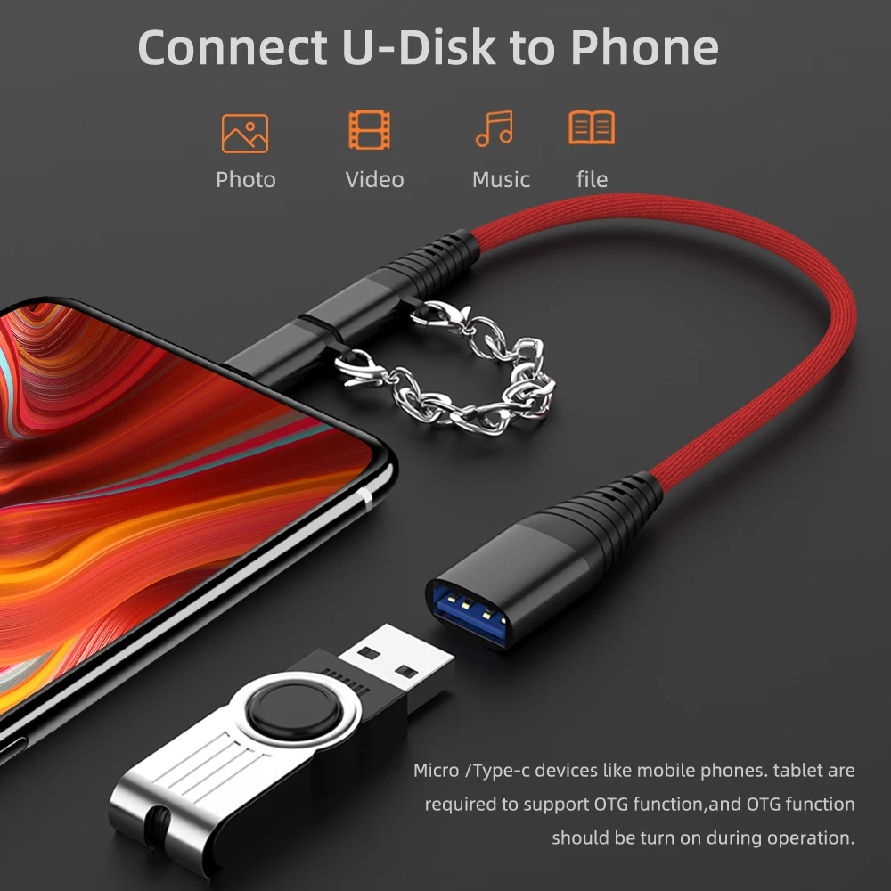 2 в 1 USB C Micro кабель мобильный телефон OTG зарядный адаптер для Samsung S9 Huawei P30 0