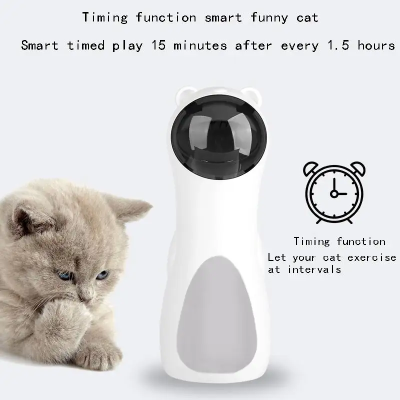 Pet Cat LED Laser Toy Smart Automatic Cat Exercise Training Entertaining Funny Rotating Toy Multi-Angle USB Charge Toys