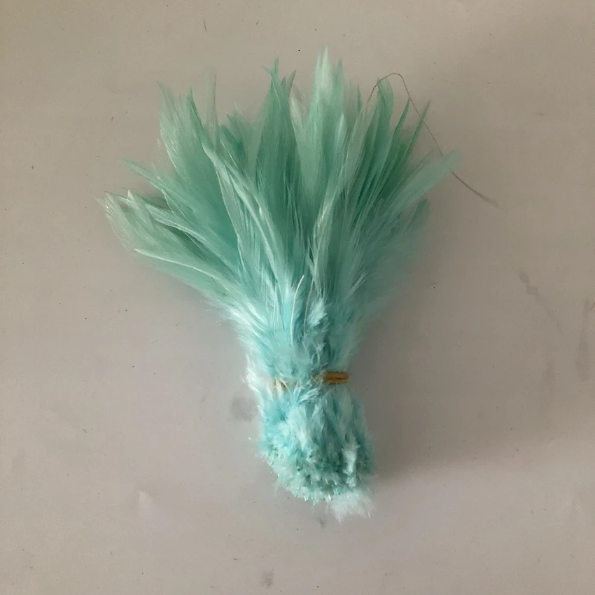 mint green 1 ярд карнавал куриные поясничные Hackle перо натянуто 4-6 дюймов/10-15 см воротник с гребнем отделка из перьев ленты с петухом ремесла кружева - Цвет: mint green