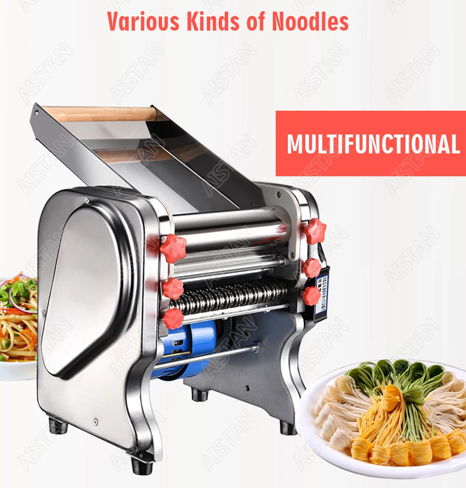 FKM240 Electric Dough Roller Stainless Steel Dough Sheeter Noodle Pasta Dumpling Maker Machine 220V Roller and Blade Changable