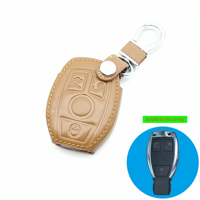 

2019 New Styles Leather Key Fob Case Cover for Mercedes Benz CLS CLA Class SLK AMG GL R A B C S 3 Buttons Remote Control Holder