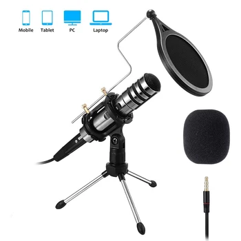 

Condenser Recording Microfone Ultra-wide 3.5mm Condenser Microphone Studio Online Audio Sound Recording Mic Stand Kit