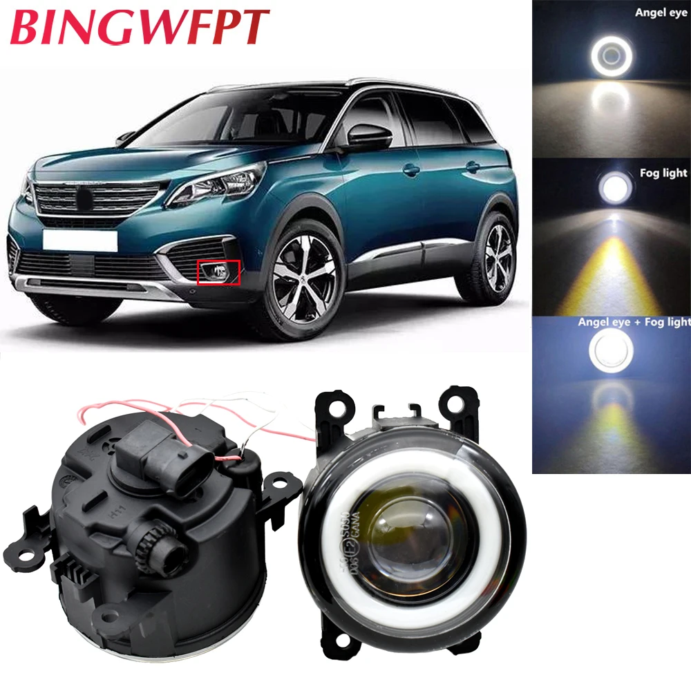 1Pair Car Fog Lamp Assembly LED Fog light For Peugeot 5008 2009 2018