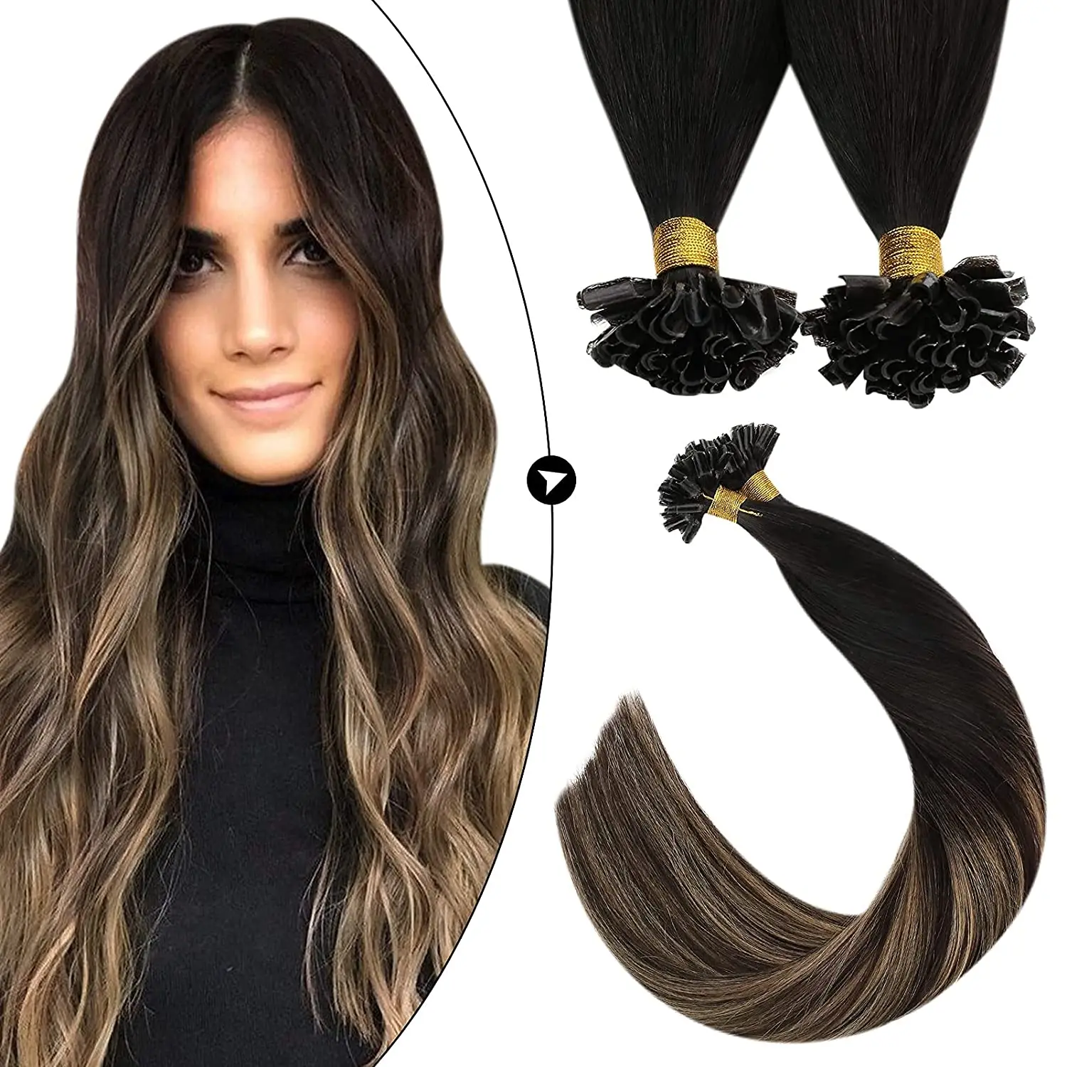 Ugeat U Tip Hair Extensions 100% Real Human Hair 14-24" Natural Straight Pre Bonded Extensions 100g Nail Tip Extension