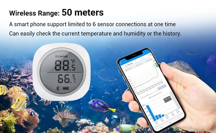 Inkbird IBS-TH1 Plus с зондом для аквариума, беспроводной Bluetooth термометр и гигрометр для Android и IOS телефона, используемый для аквариума