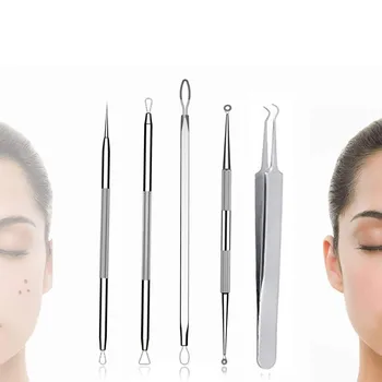 

5pcs/set Acne Blackhead Pimple Removal Needles Extractor Beauty Face Clean Care Tools Blemish Extractor Stainless Steel