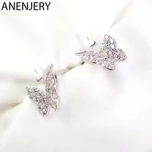 ANENJERY, 925 пробы Серьги-бабочки из серебра с цирконием для женщин, подарок для девушек, серьги oorbellen S-E931