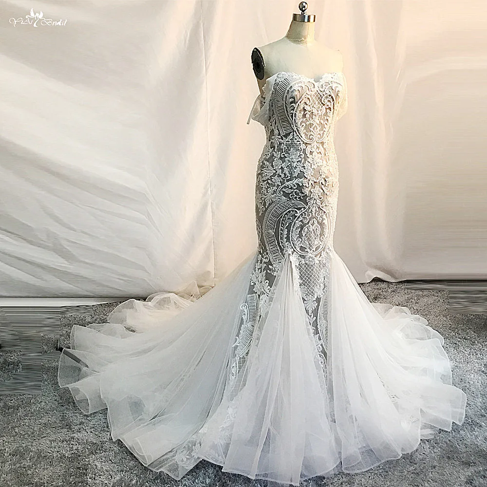 Rsw1732 Real Photo Sweetheart Off The Shoulder Lace Mermaid Maternity