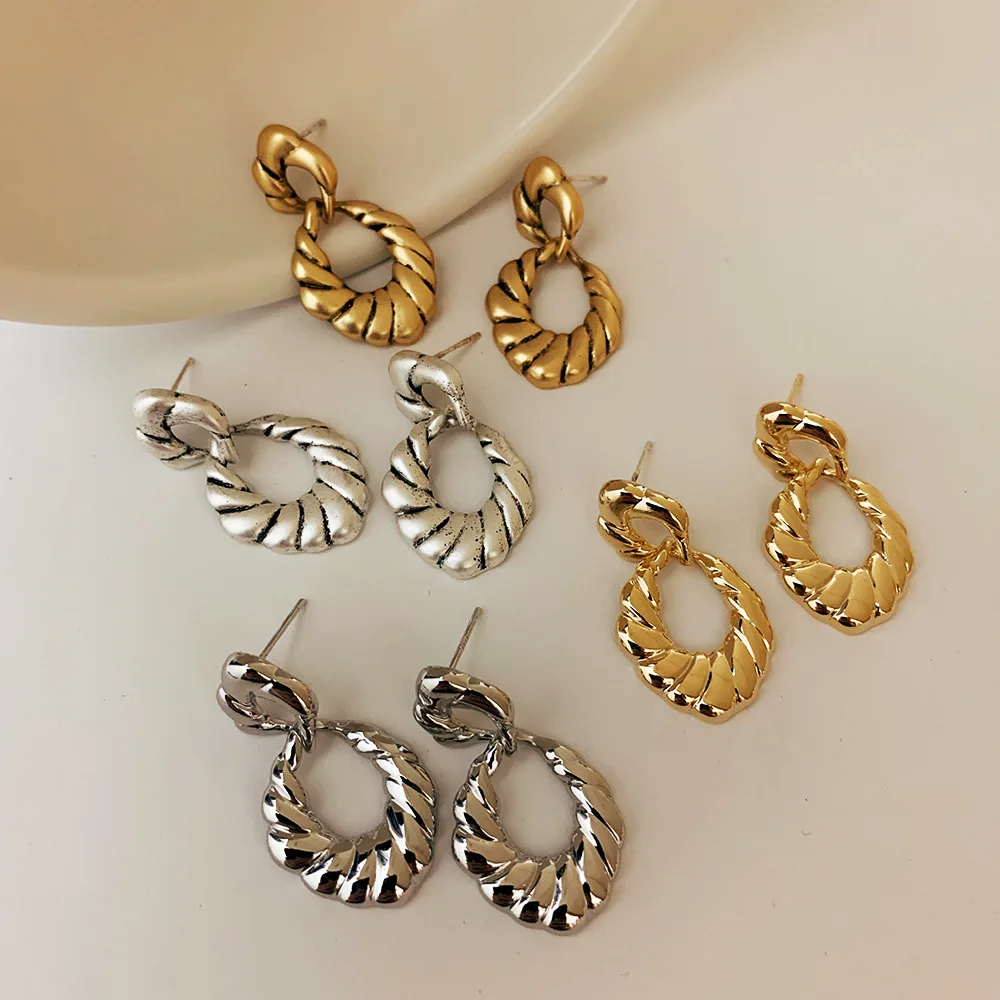 

South Korea New Design Earrings Retro Metal Dangle Hanging Fashion Modern Female Earring