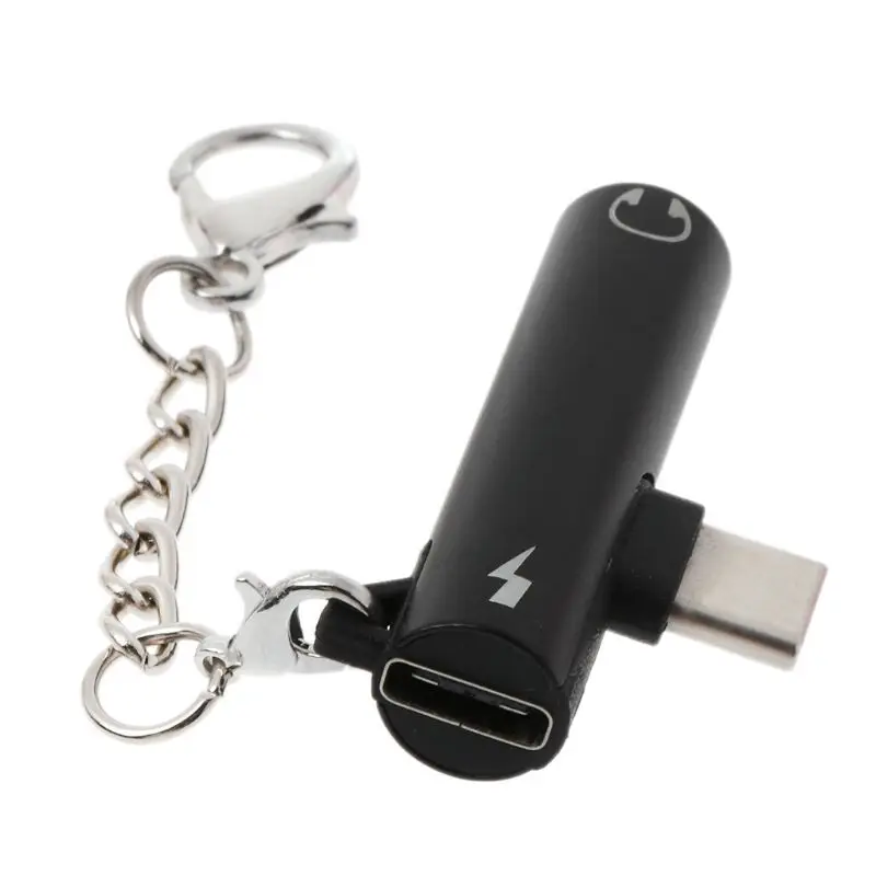 Черный Тип C до 3,5 мм разъем зарядное устройство кабель для наушников USB C аудио адаптер конвертер для наушников для Xiaomi 6 6X8 Note3 Mix 2 huawei mate 10 - Цвет: Черный