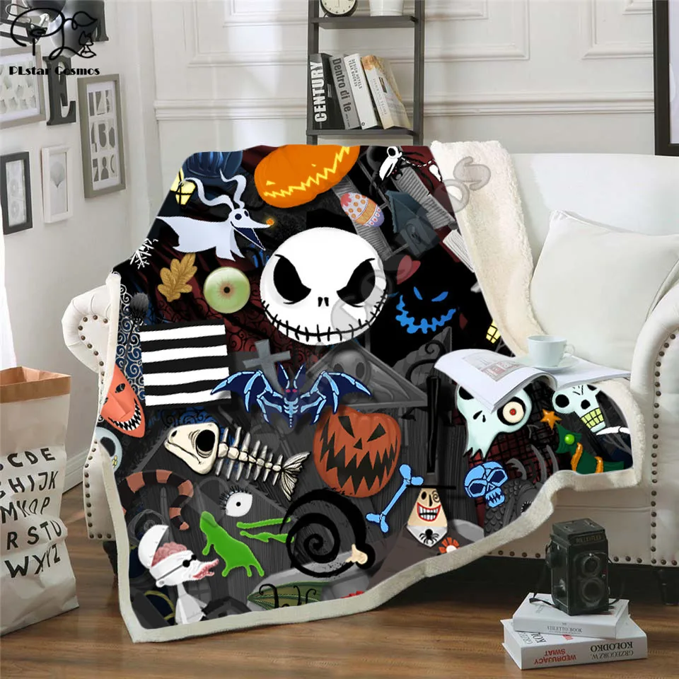 Tanie The nightmare before christmas Jack Skull Sherpa koc plusz aksamit ciepły arkusz Cartoon Office kocyk na drzemkę JACK 0020