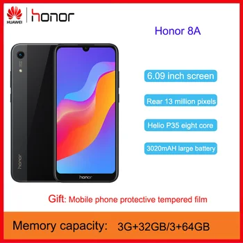 Перейти на Алиэкспресс и купить Honor 8A глобальная Rom мобильный телефон 6,09 дюймMT6765 Восьмиядерный Android 9,0 разблокировка лица смартфон многоязычный
