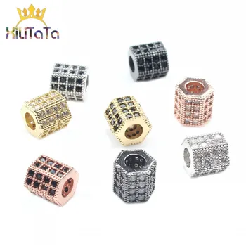 

Micro Pave CZ Brass Zirconia Beads Hexagon Tube Shape Spacer Beads For Jewelry Making DIY Bracelet Earrings Supplies Accessories