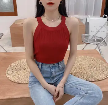 

COIGARSAM Sexy Knitting blouse women Summer blusas womens tops and blouses White Red Blue Black Ginger 523