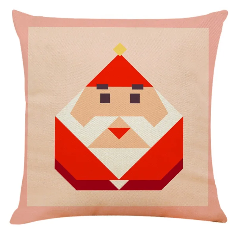 45x45cm New Christmas Pillowcase Xmas Geometric Pattern Pillow Case Winter Scene Linen Cushion Cover Home Decorative