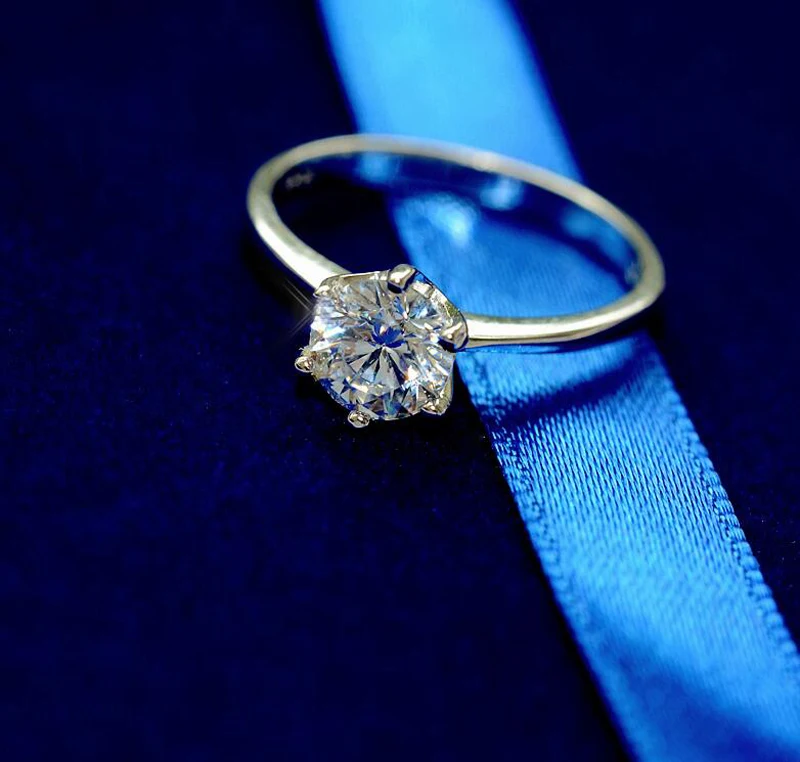 YANHUI с сертификатом 1ct Solitaire Обручальное кольцо 925 пробы серебряные кольца для женщин Юбилей обручальные кольца R03