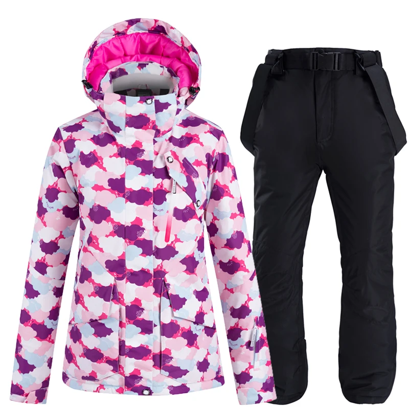 Лыжные куртки и штаны женский лыжный костюм комплекты для сноубординга очень теплая ветрозащитная Водонепроницаемая зимняя одежда для улицы