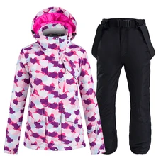 Лыжные куртки и штаны женский лыжный костюм комплекты для сноубординга очень теплая ветрозащитная Водонепроницаемая зимняя одежда для улицы