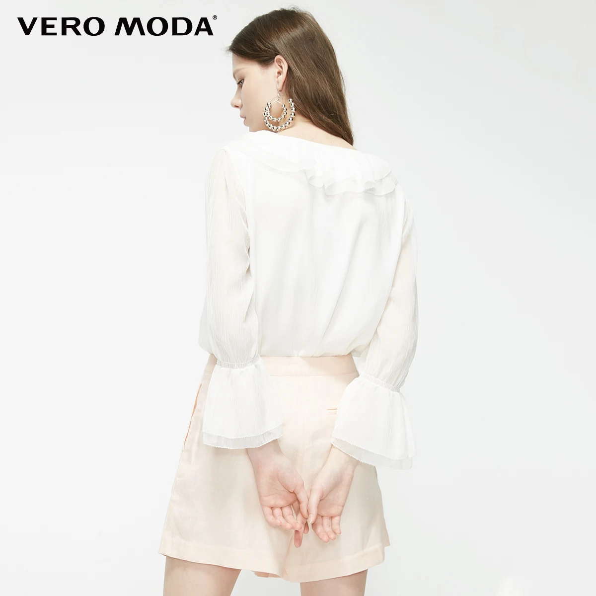 Vero Moda Женская винтажная шифоновая блузка с оборками | 319231506
