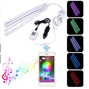 

New Products Voice LED Car Mounted Ambience Light Refit Automobile Decorative Lamp Car Interior Light One Dragging Four Colorful