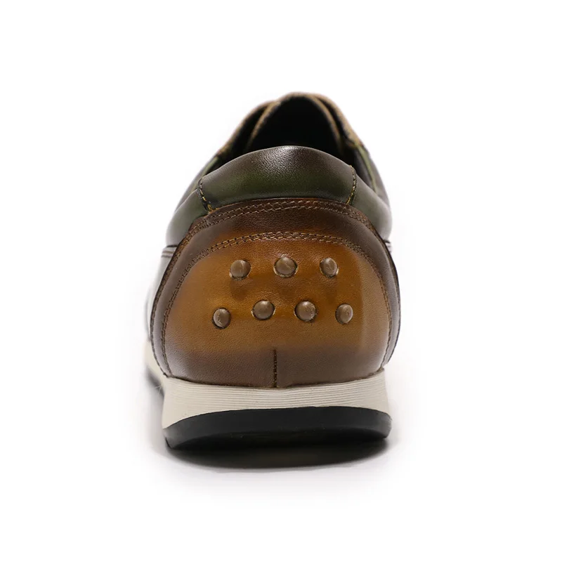 Большой размер 15, мужская стильная повседневная обувь оксфорды из натуральной кожи, Раскрашенные вручную, коричневого и зеленого цвета, на шнуровке, модная мужская обувь на плоской подошве