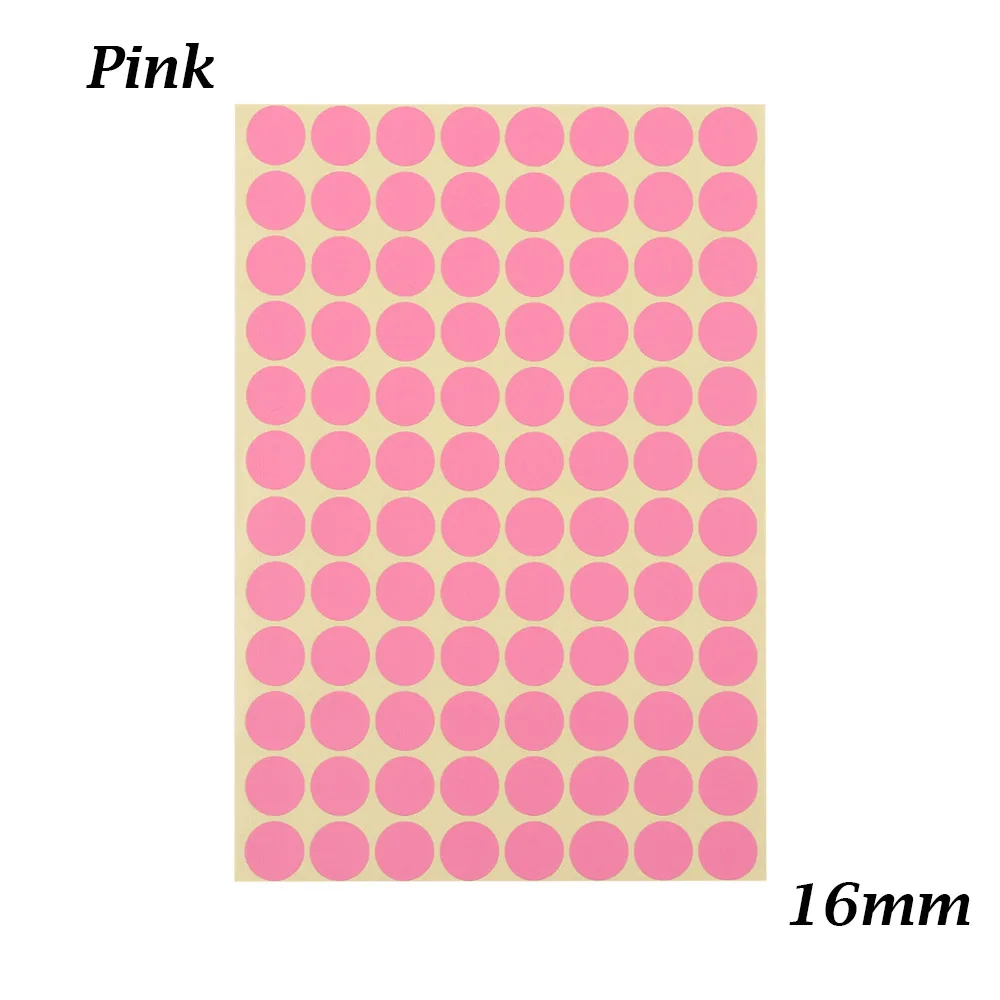 pink 16mm 5 листов, 16 мм, цветные наклейки в горошек, круглые круги в горошек, канцелярские товары, посылка, бумажные клеящиеся наклейки, DIY, вечерние этикетки - Цвет: pink 16mm