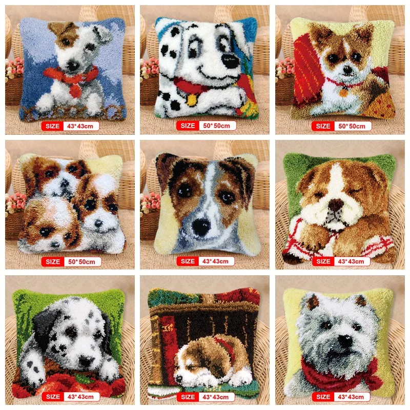

Latch Hook Dogs Needle For Carpet Embroidery Pillow Foamiran Needlework Set Smyrna Cushion Button Package Latch Hook rug kits