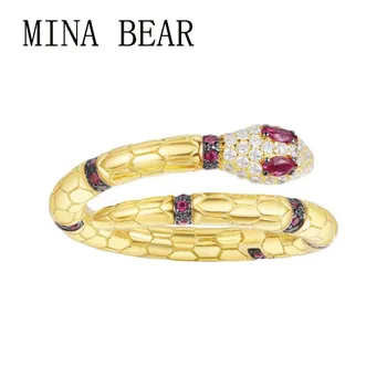 

2020 Fashion High Quality Gold Color Cubic Zirconia Snake Ring, Egypt Exquisite Ladies Luxury Ring Free Shipping