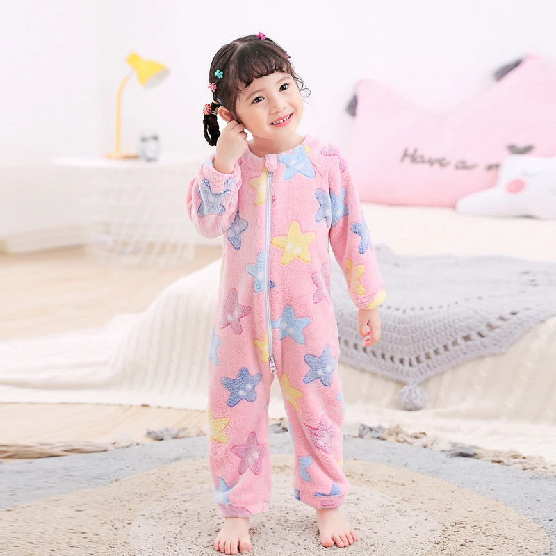 de franela de punto para niños y niñas, ropa de y cálida con estampado de Onesies, monos de invierno, de dibujos animados|Pelele entero| - AliExpress