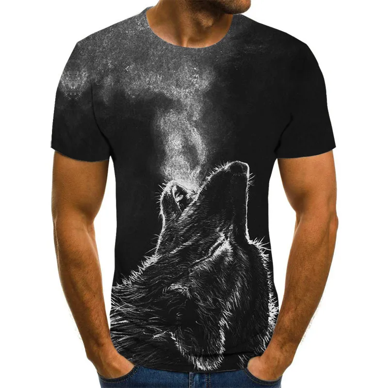 

2020 Newest Wolf 3D Print Animal Cool Funny T-Shirt Men Short Sleeve Summer Tops Tee Shirt T Shirt Male Fashion tshirt Male 6XL