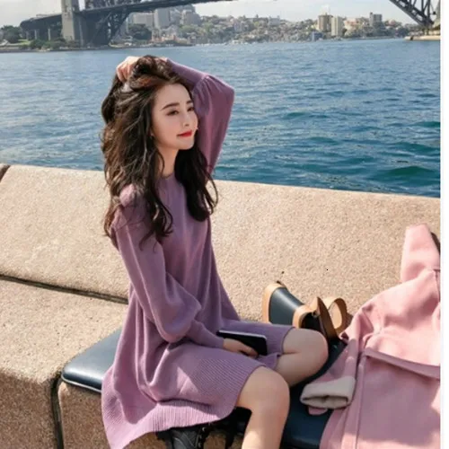 Photo Color Новое весеннее платье для беременных женщин, трикотажное платье большого размера, осеннее платье средней длины с рукавами-фонариками, модное платье для беременных - Цвет: Photo Color