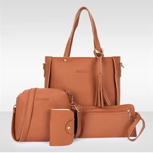 

Fashion Solid Color Lady Hand Bag 4Pcs/set Women New Year One Shoulder Chain Bags Tote Purse Messenger Satchel Set for Xmas
