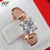 Round Cut Cubic Zirconia Engagement Rings 4 Prongs Rose Gold Color Crystal Fashion Wedding Jewelry For Man and Women Anel R054 ► Photo 1/6