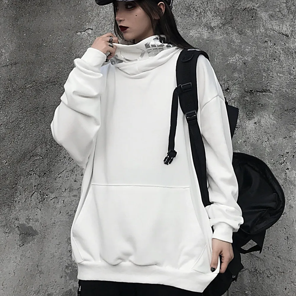  Cool Girl Sweatshirt Hooded Gothic Cropped Tracksuit Women Letter Rose Printed Punk Black Slim Fit 