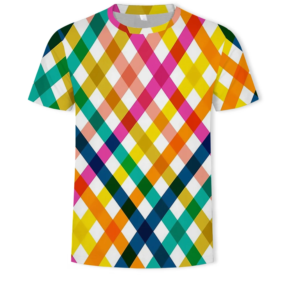 2019 T Shirt Men Plaid Printing T Shirt Man s Fashion T shirt Short Sleeves O 5