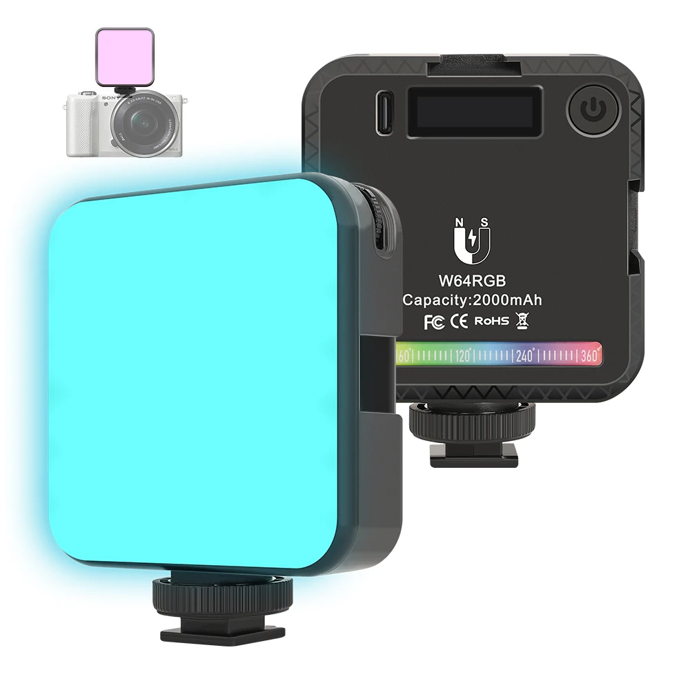 

RGB Светодиодная лампа для камеры, полноцветный выход, световой комплект для видеосъемки с регулируемой яркостью 2500K-9000K, двухцветсветильник ...