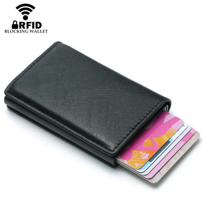 Bycobecy Rfid держатель для кредитных карт блокирующий мужской id кредитный держатель для карт кошелек кожаный металлический алюминиевый чехол для банковских карт