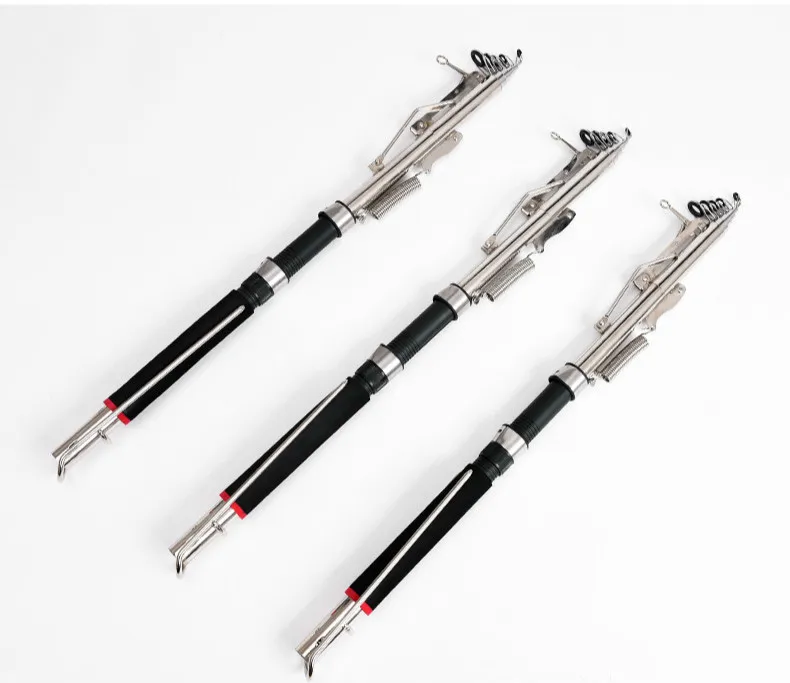 Vara de Pesca Mola de Elevação da Auto-peixe Pólo de Pesca Inoxidável Automático 2.7m Telescópica Fiação Haste Mar Portátil Aço 2.1m 2.4m 9 Aço inoxidável Automático Vara De Pesca 2.1M