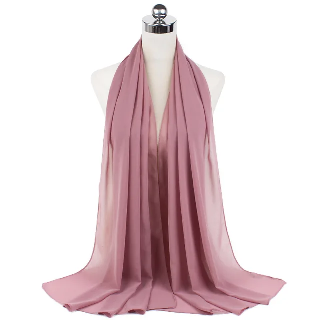 High Quality Good Stitching Stitch Plain Premium Heavy Chiffon Hijab Scarf Malaysian Women's Scarves Hijabs Long Shawl Shawls 48