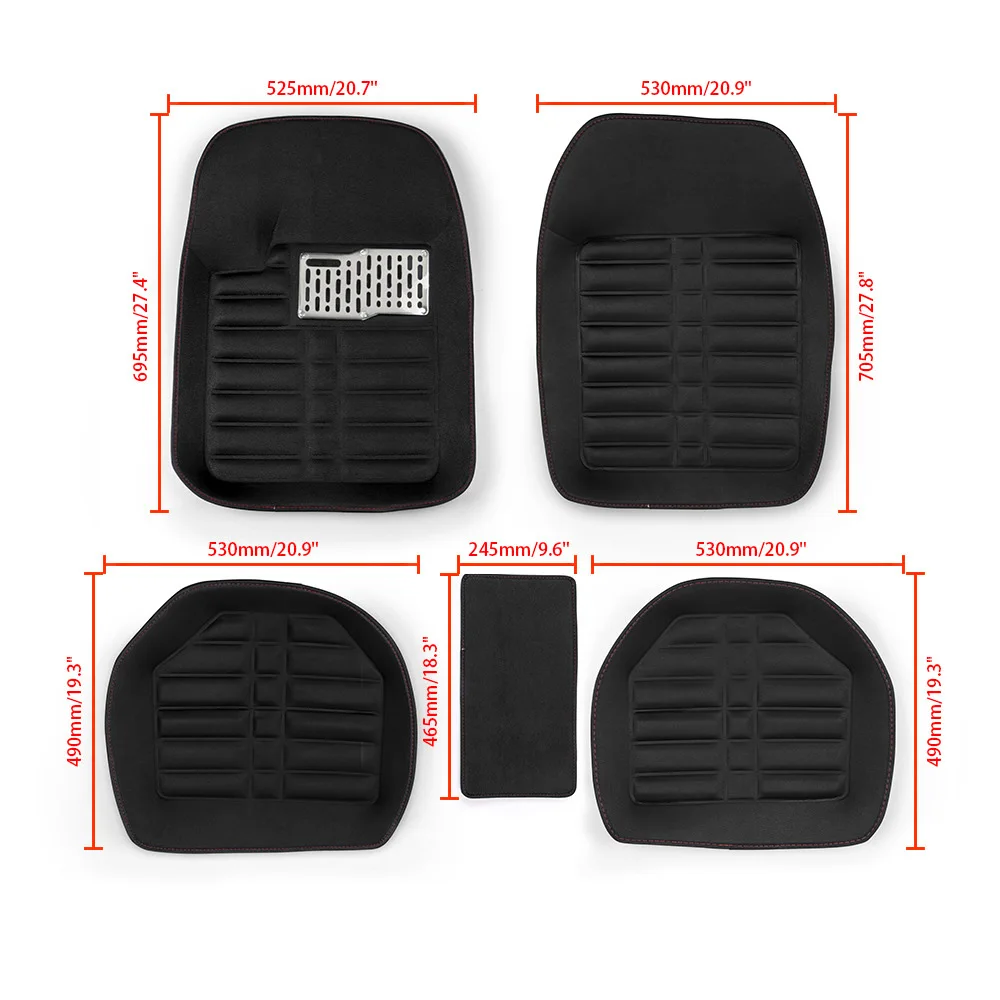 

5pcs Automobile Carpet Covers Universal Car Auto Floor Mats FloorLiner Front&Rear Carpet All Weather Mat