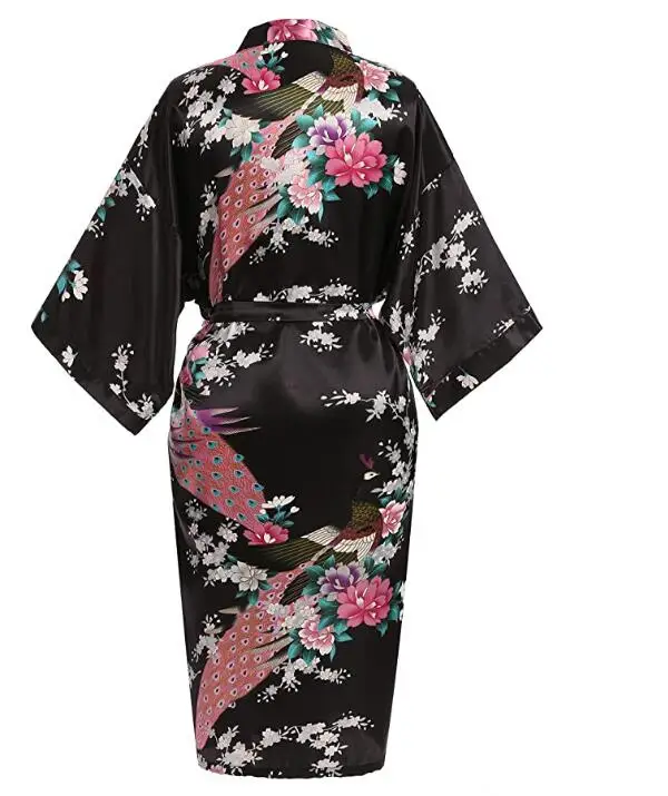 Silk Satin Wedding Bride Bridesmaid Robe Floral Bathrobe Short Kimono Robe Night Bath Fashion Dressing Gown For Women