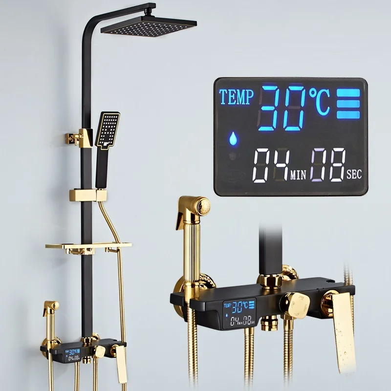 Regadera Electronica Torneira Lavabo Regendouche Colonne De panel Black Douche Do Banheiro Chuveiro Ducha душ для ванной комнаты